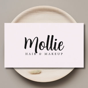 Tarjeta De Visita Elegante y Estiloso Salón de Belleza Rosa Claro y 