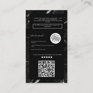 Tarjeta De Visita Elegante y lujoso mármol negro Oder gracias