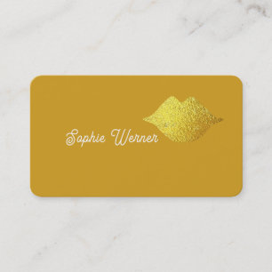 Tarjeta De Visita Elegante y minimalista Belleza Gold Lips Dusty Mus