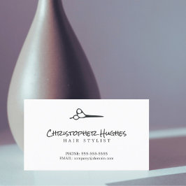 Tarjeta De Visita Elegante y minimalista peluquero blanco