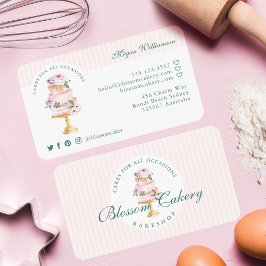 Tarjeta De Visita Elegante y Moda acuarela color rosa pastel de flor