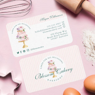 Tarjeta De Visita Elegante y Moda acuarela color rosa pastel de flor