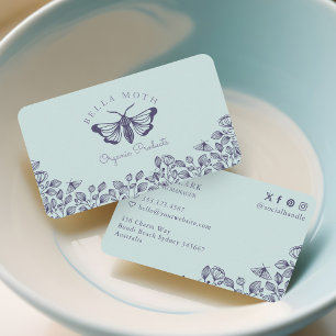 Tarjeta De Visita Elegante y Moda con el logotipo Florals y Moth Ver