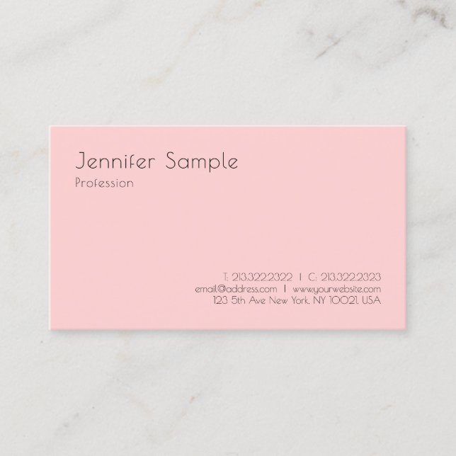 Tarjeta De Visita Elegante y moderna plantilla Rubor rosa blanco sim (Anverso)