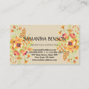 Tarjeta De Visita Elegante y moderno acuarela ilustracion floral yog