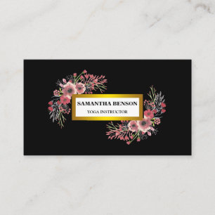 Tarjeta De Visita Elegante y moderno acuarela ilustracion floral yog