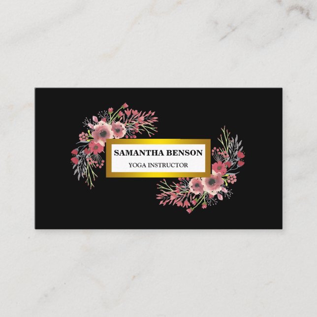 Tarjeta De Visita Elegante y moderno acuarela ilustracion floral yog (Anverso)