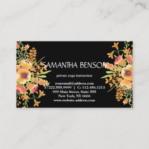 Tarjeta De Visita Elegante y moderno acuarela ilustracion floral yog