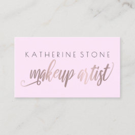 Tarjeta De Visita Elegante y moderno artista de maquillaje de rosa d