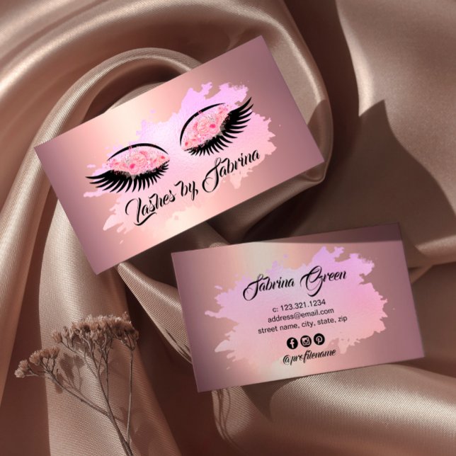 Tarjeta De Visita Elegante y moderno azotes florales subió oro (Subido por el creador)
