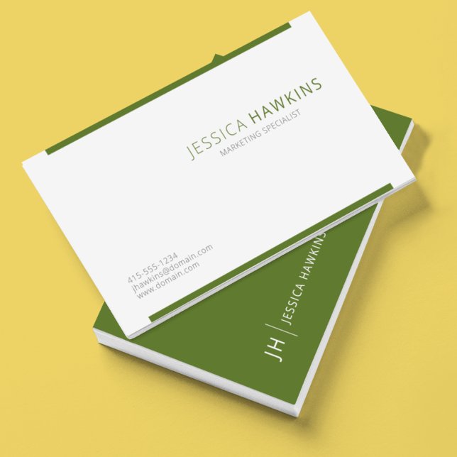 Tarjeta De Visita Elegante y moderno bloque Olive Green Professional (Subido por el creador)
