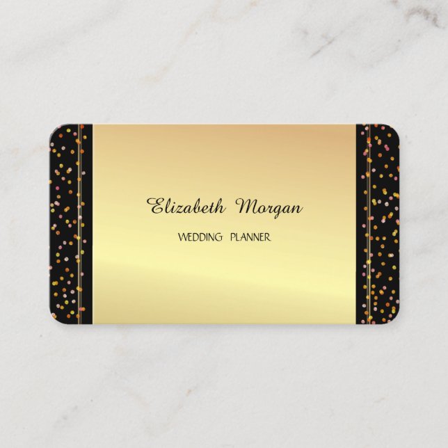 Tarjeta De Visita Elegante y moderno Confetti de oro (Anverso)