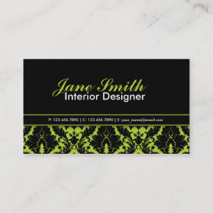 Tarjeta De Visita Elegante y moderno Damasco Floral Profesional