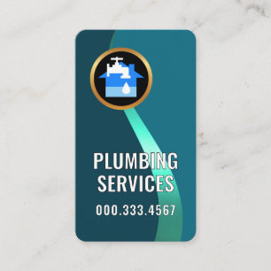 Tarjeta De Visita Elegante y moderno diseño de curva de agua azul
