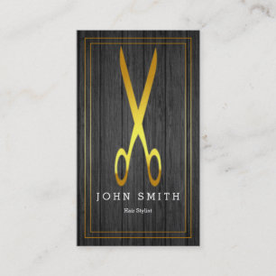 Tarjeta De Visita Elegante y moderno estilo de madera Faux Gold Hair