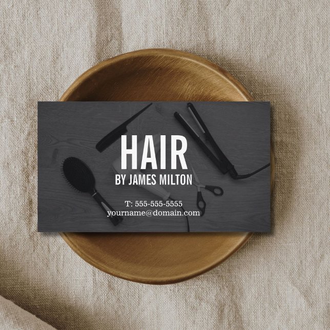 Tarjeta De Visita Elegante y moderno estilo de pelo blanco gris (Subido por el creador)