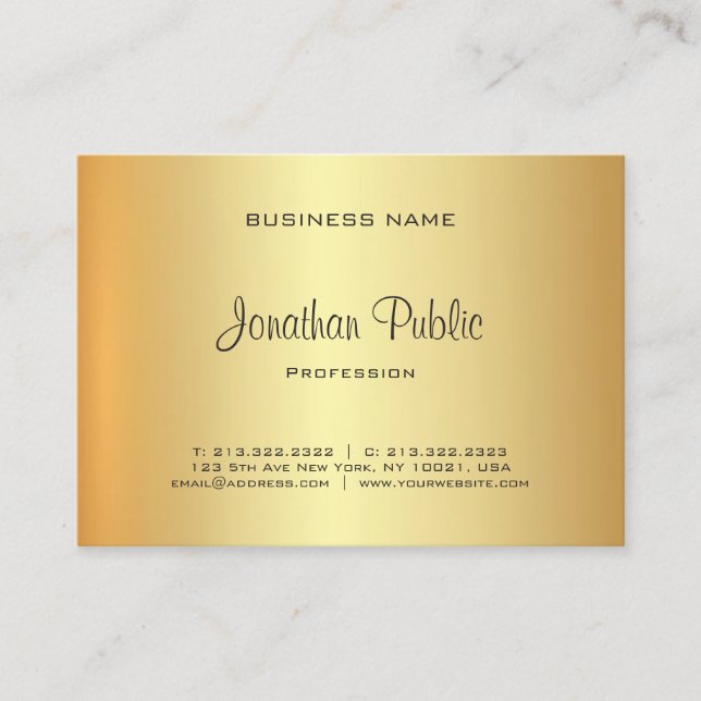Tarjeta De Visita Elegante y moderno estilo Gold (Anverso)