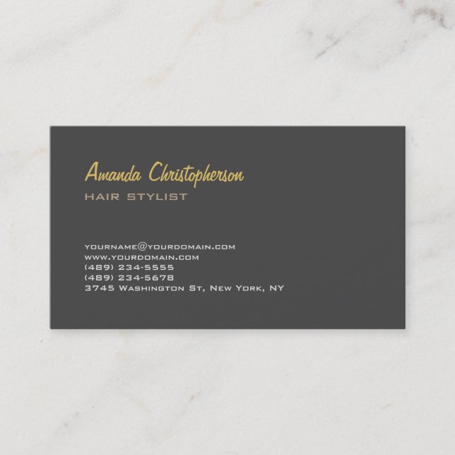 Tarjeta De Visita Elegante Y Moderno Estilo Gris Hair (Anverso)