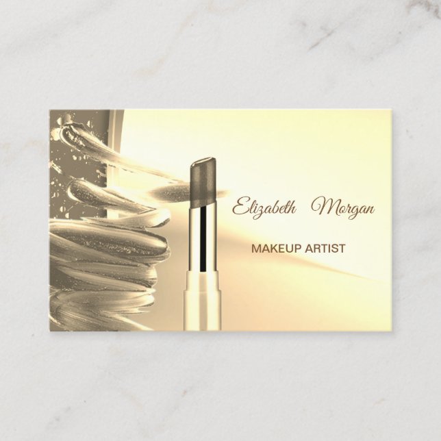 Tarjeta De Visita Elegante y moderno Faux Gold ,Lipstick (Anverso)