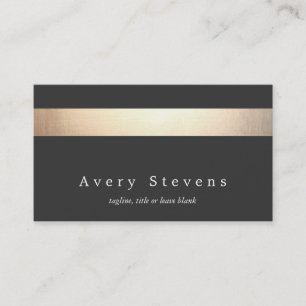 Tarjeta De Visita Elegante y moderno Faux Gold y Black Striped