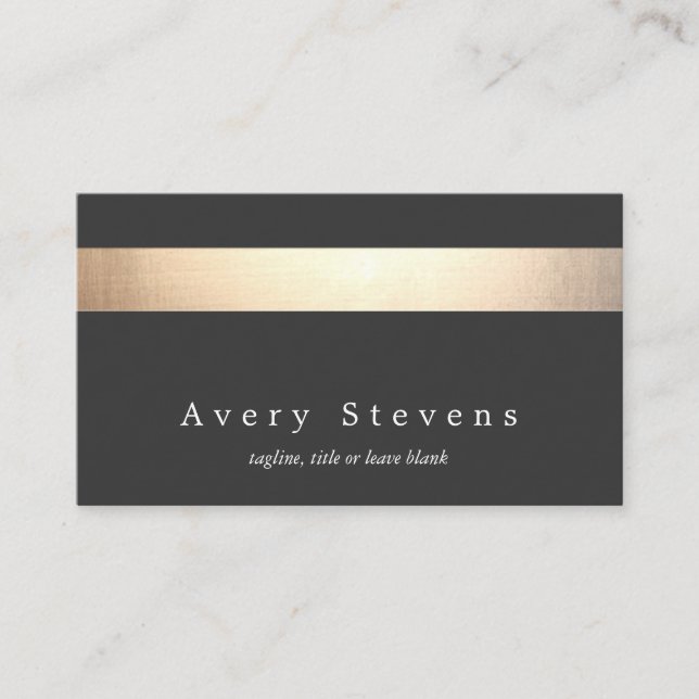 Tarjeta De Visita Elegante y moderno Faux Gold y Black Striped (Anverso)