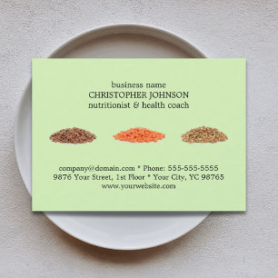 Tarjeta De Visita Elegante y moderno foto nutricionista de semillas 