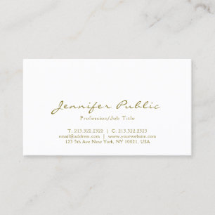 Tarjeta De Visita Elegante y moderno guión de color oro Minimalista 