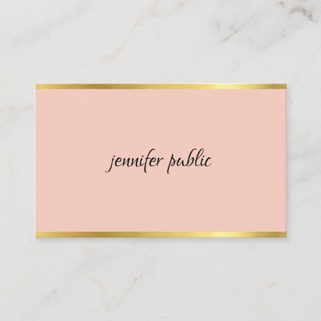 Tarjeta De Visita Elegante Y Moderno Guión De Mano Rosado Y Cursivo  (Anverso)