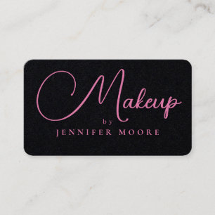 Tarjeta De Visita Elegante y moderno guión de maquillaje negro premi