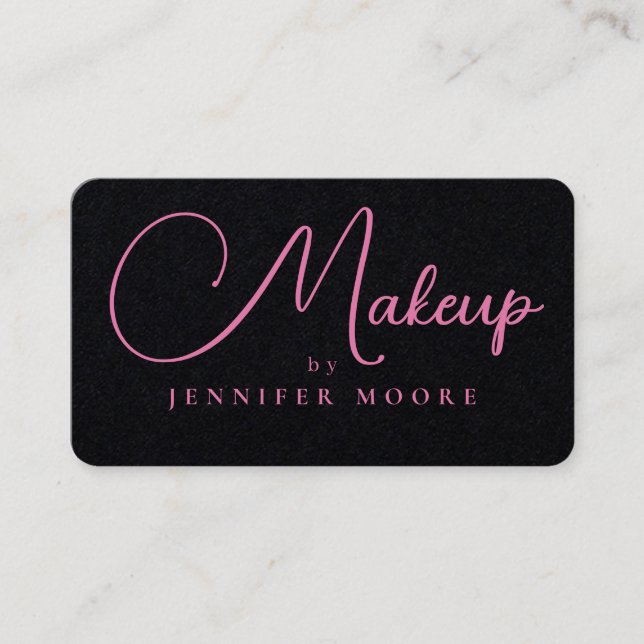 Tarjeta De Visita Elegante y moderno guión de maquillaje negro premi (Anverso)