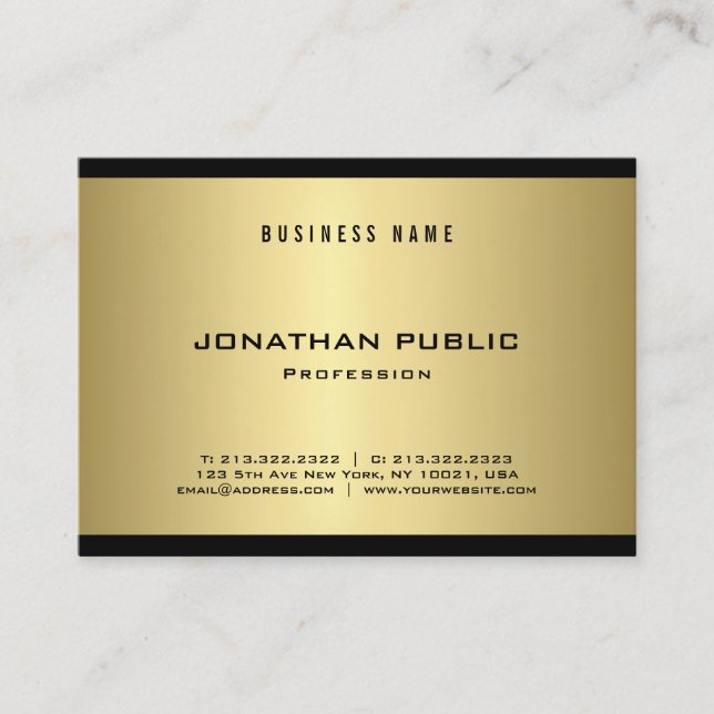 Tarjeta De Visita Elegante y moderno look Gold Look Moderno Glam Pla (Anverso)