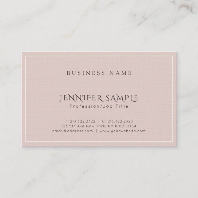 Tarjeta De Visita Elegante y moderno Lujo Premium Linen Profesional (Anverso)