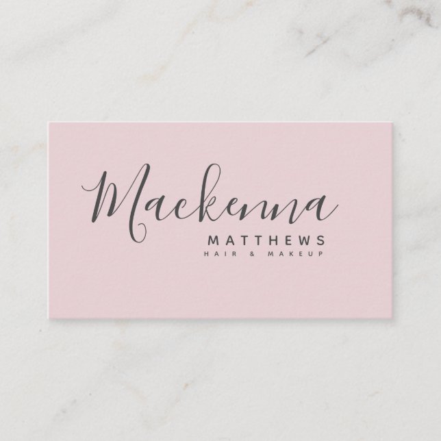 Tarjeta De Visita Elegante y moderno nombre personalizado Rubor Pink (Anverso)