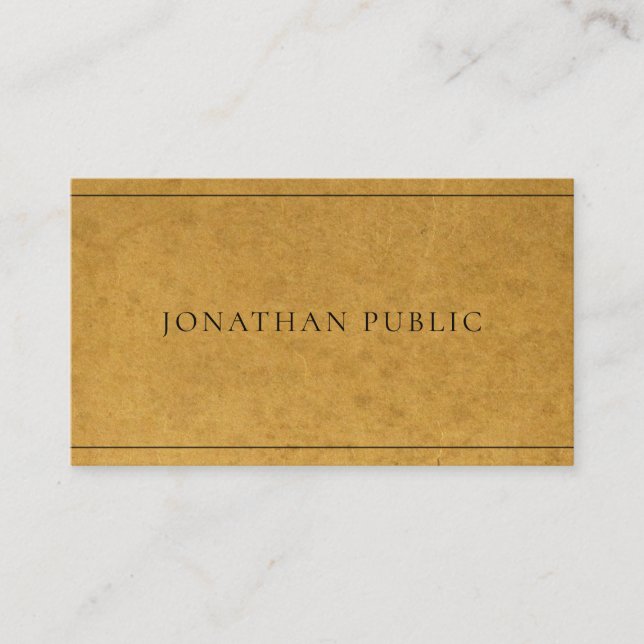 Tarjeta De Visita Elegante y moderno Papel de imitación Kraft Único (Anverso)