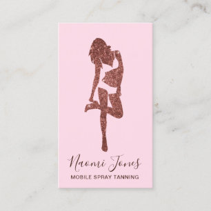 Tarjeta De Visita Elegante y moderno rosa de cobre purpurina de roci