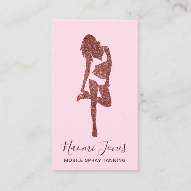 Tarjeta De Visita Elegante y moderno rosa de cobre purpurina de roci (Anverso)