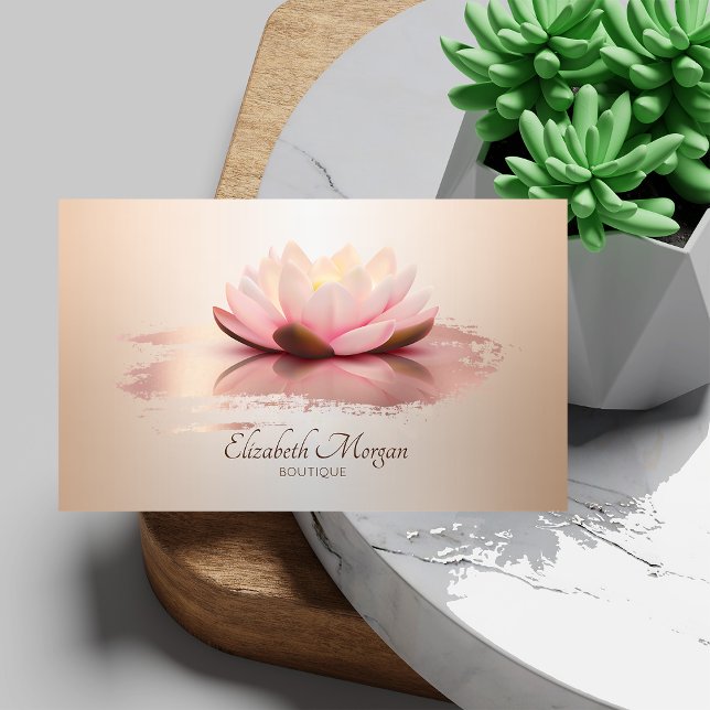 Tarjeta De Visita Elegante y moderno Rosa de Lotus con pincel de oro (Subido por el creador)