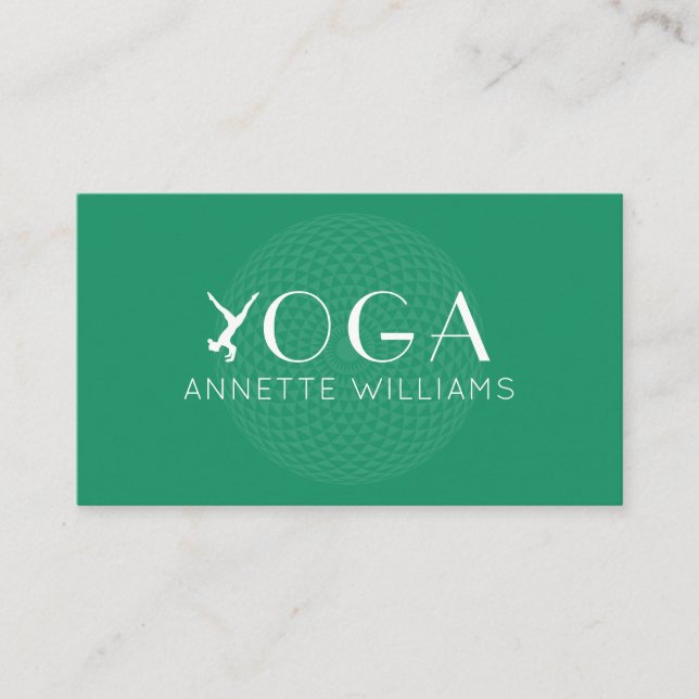 Tarjeta De Visita Elegante y moderno yoga verde (Anverso)