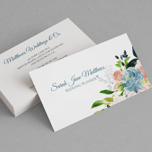 Tarjeta De Visita Elegante y polvoriento planificador de bodas peony