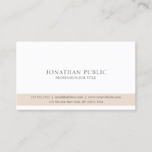 Tarjeta De Visita Elegante y profesional estilo beige blanco