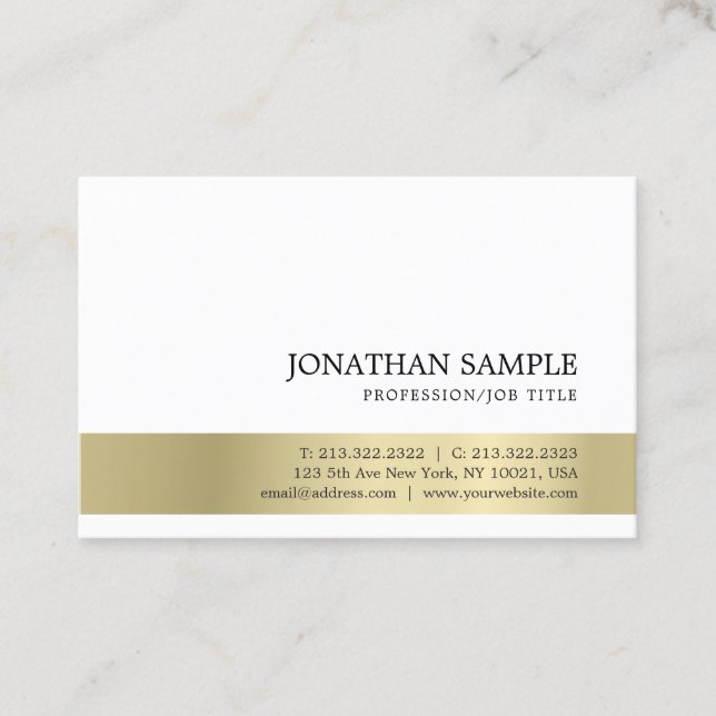 Tarjeta De Visita Elegante y profesional estilo de oro (Anverso)