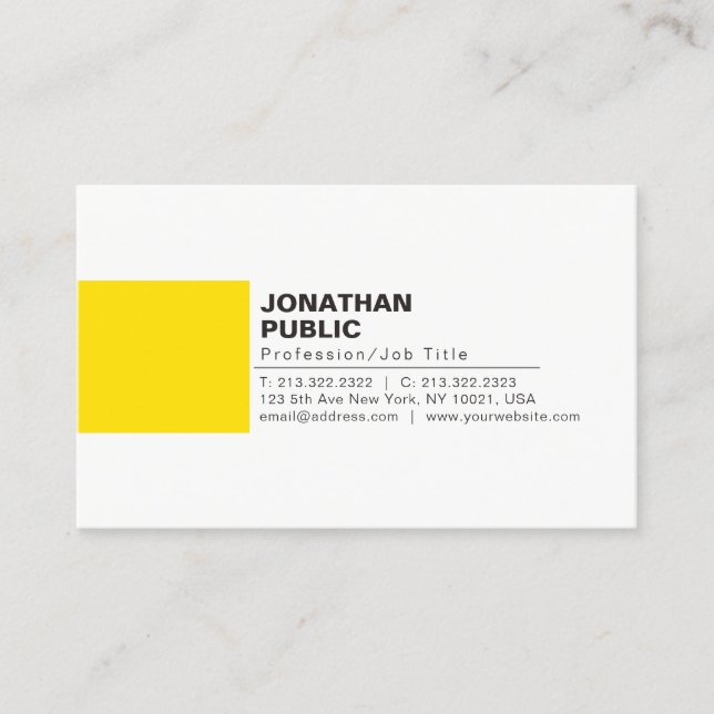 Tarjeta De Visita Elegante y profesional plancha amarilla blanca cre (Anverso)