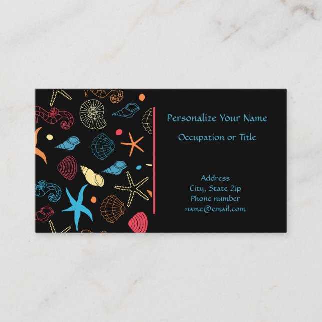 Tarjeta De Visita Elegante y profesional Starfish & Seasheles Ocean (Anverso)