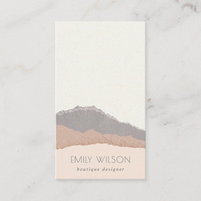 Tarjeta De Visita Elegante y rústico Pastel Rubor Kraft Mountain Wav (Anverso)