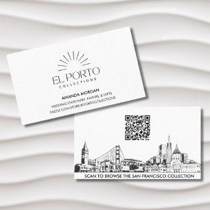 Tarjeta De Visita Elegante y sencillo código QR en el Skyline de San