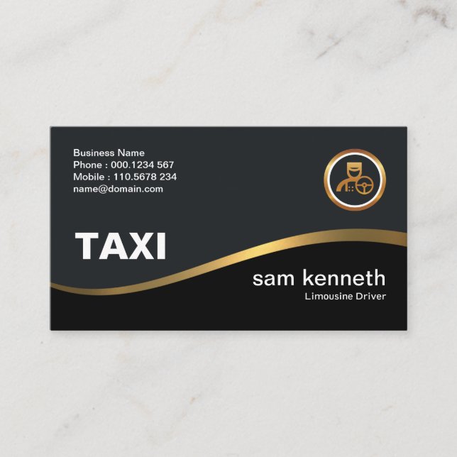 Tarjeta De Visita Elegante y sencillo conductor de taxi Faux Gold Wa (Anverso)