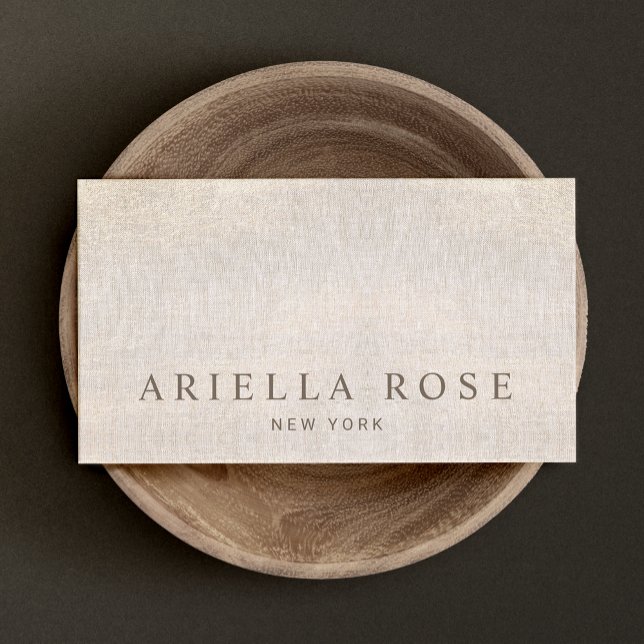 Tarjeta De Visita Elegante y sencillo estilo Beige Champagne Linen P (Subido por el creador)