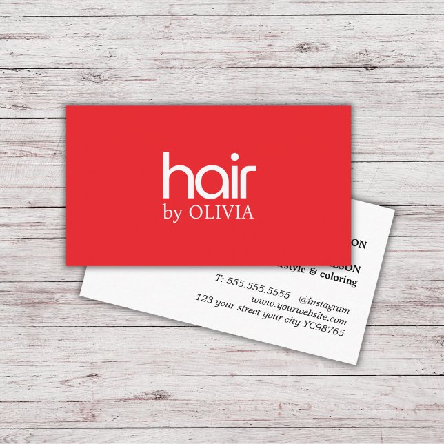 Tarjeta De Visita Elegante y sencillo estilo de cabello rojo blanco (Subido por el creador)
