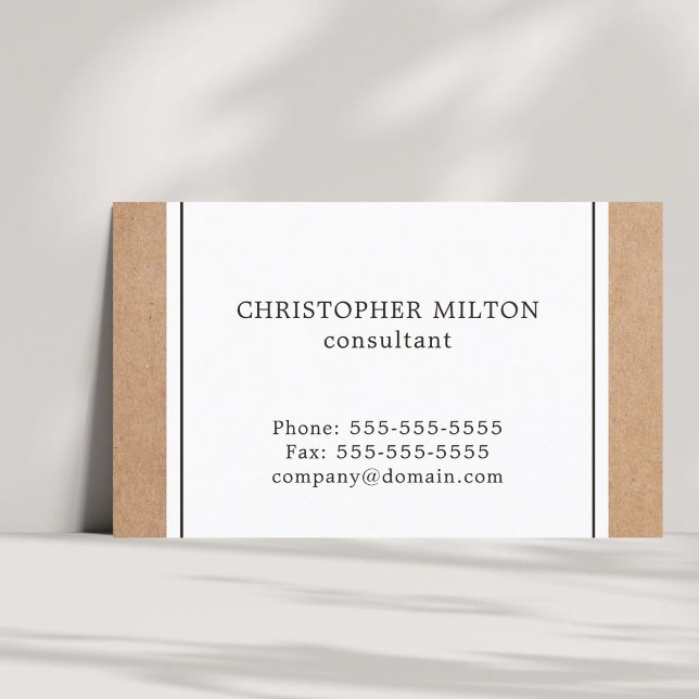 Tarjeta De Visita Elegante y sencillo Kraft Paper y Consultor Blanco (Subido por el creador)
