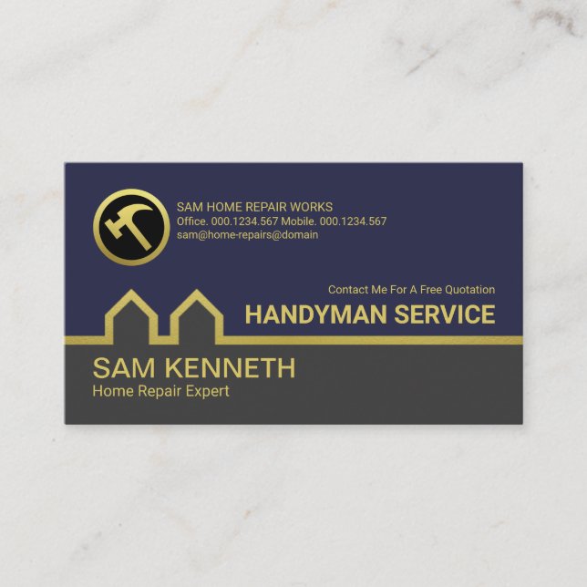 Tarjeta De Visita Elegante y sencillo servicio Handyman Line Buildin (Anverso)